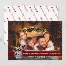 Snowman con foto de tarjeta completa con banda de 