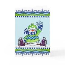 Snowman de patinaje sobre hielo - Tarjeta de salud