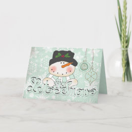 Festiva Snowman deja que neven Navidades tarjeta de saludo