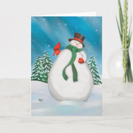 Festiva Snowman en la tarjeta de felicitación de feriado n