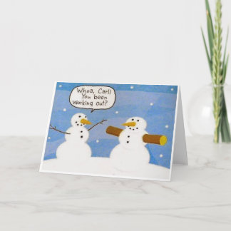 Festiva Snowman Working Out Registra Tarjeta De Saludo
