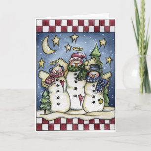 Festiva Snowmen - Tarjeta de felicitación