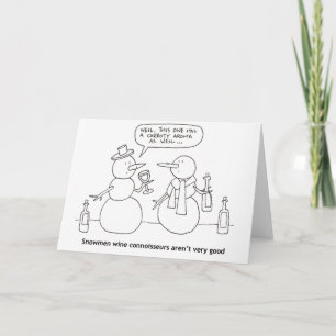 Festiva Snowmen Wine Tasting Gratuita Tarjeta de Saludo