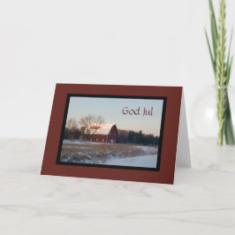 Festiva Snowowley Red Barn God Jul Tarjeta de Navidades Su