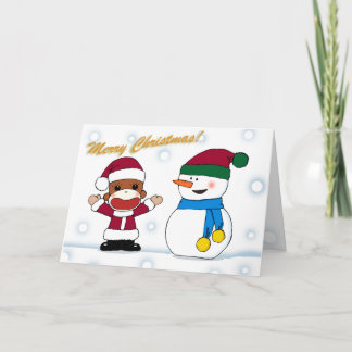 Festiva Sockmonkey y tarjeta de felicitación del muñeco de
