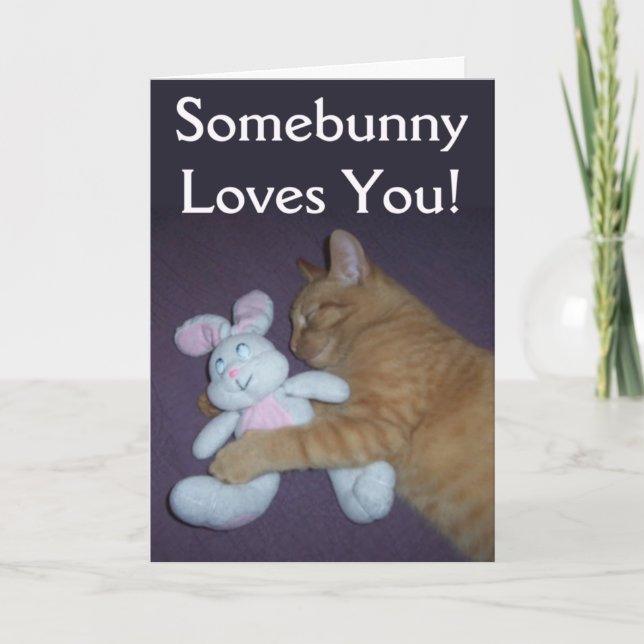 Festiva Somebunny le ama tarjeta de pascua del gato (Anverso)