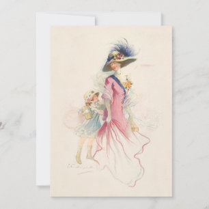 Festiva Sonriente tarjeta de vacaciones para madres e hija