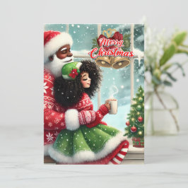 Festiva Sr. Afroamericano Tarjeta de Navidades y Sra. Clau