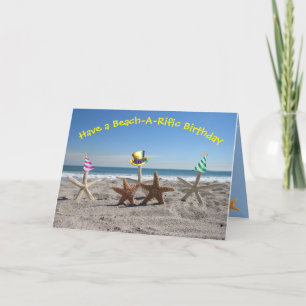 Festiva Starfish On The Beach - Tarjeta De Cumpleaños Dobl