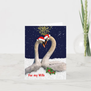 Festiva Swans estacionales Navidades Tarjeta WIFE