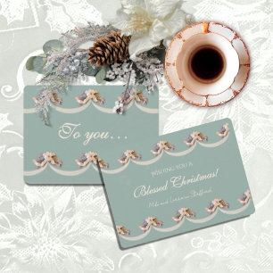 Festiva Tapiz floral victoriano bendiciendo tarjeta de vac