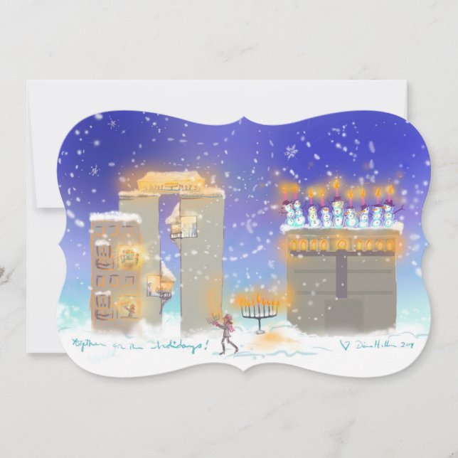 Festiva TARJETA 2015 de Hanukkahville Jánuca (Anverso)