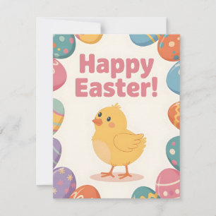 Festiva Tarjeta adorable de Pascua de pollito feliz para n