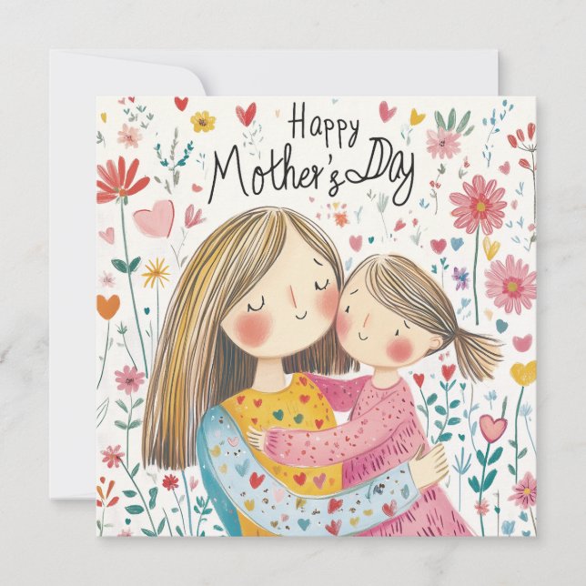 Festiva Tarjeta Adorable del Día de la Madre (Anverso)