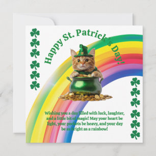 Festiva Tarjeta Adorable del Día de San Patricio - Gato en