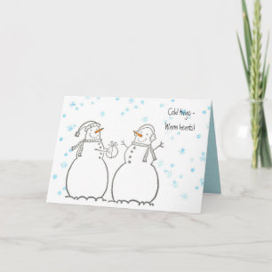 Festiva Tarjeta afectuosa de los muñecos de nieve