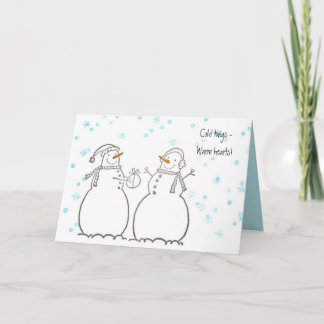 Festiva Tarjeta afectuosa de los muñecos de nieve