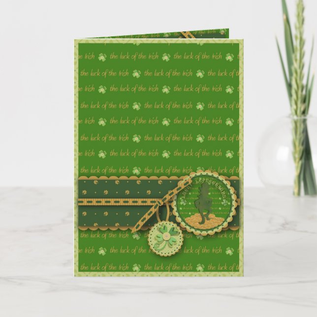 Festiva Tarjeta afortunada del Leprechaun (Anverso)