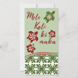 Festiva Tarjeta alta Honu y Hibiscus Mele Kalikimaka