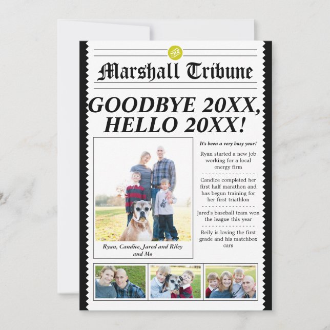 Festiva Tarjeta amarilla de vacaciones de Año Nuevo del Tr (Anverso)