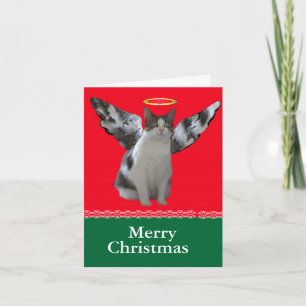 Festiva Tarjeta Angel Cat para navidades