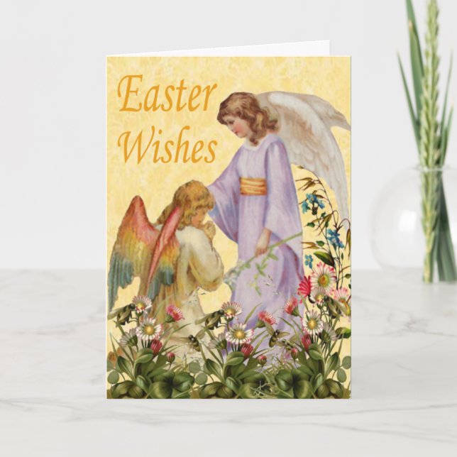 Festiva Tarjeta Ángel de Bendición de Pascua (Anverso)