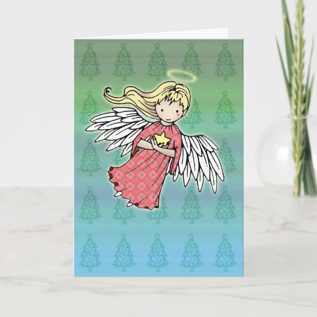 Festiva Tarjeta Angel de pequeños Navidades (Anverso)