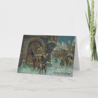 Festiva Tarjeta antigua de la Feliz Año Nuevo