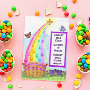 Festiva Tarjeta Arcoiris de la Cesta de Pascua