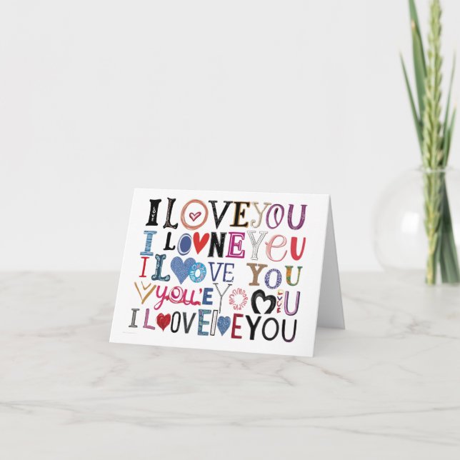 Festiva Tarjeta Artística Plegada "Te Amo" de San Valentín (Anverso)