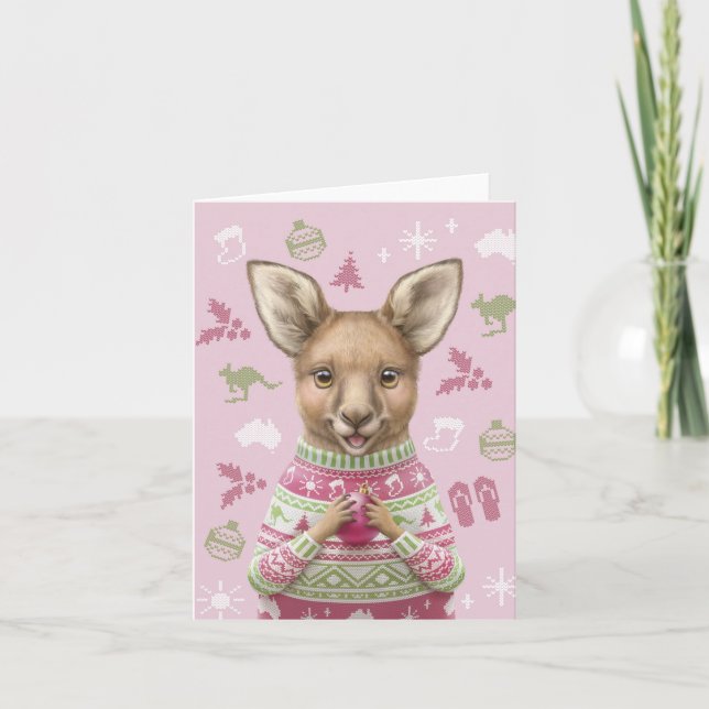Festiva Tarjeta australiana para Navidades animales (Anverso)