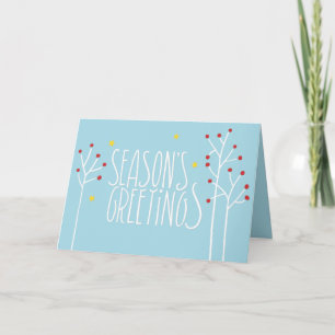 Festiva Tarjeta azul blanca Seasons Greetings