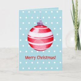 Festiva Tarjeta azul de adorno navideño rojo