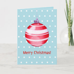 Festiva Tarjeta azul de adorno navideño rojo