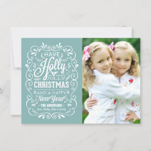 Festiva Tarjeta azul de la foto del invierno alegre del