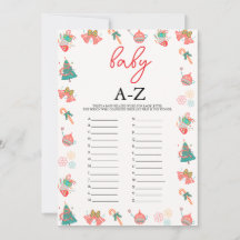 Tarjeta Baby Shower para Navidades de juego Baby A