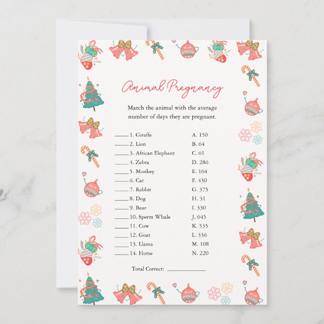 Festiva Tarjeta Baby Shower para Navidades de juegos de em (Anverso)