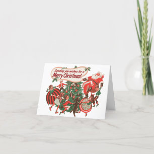 Festiva Tarjeta "Baile alrededor del árbol" de estilo vint