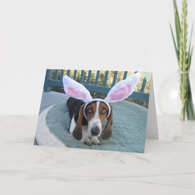 Festiva Tarjeta Basset Hound Easter (Anverso)
