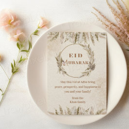 Festiva Tarjeta beige floral islámica Boho Eid ul Adha Mub