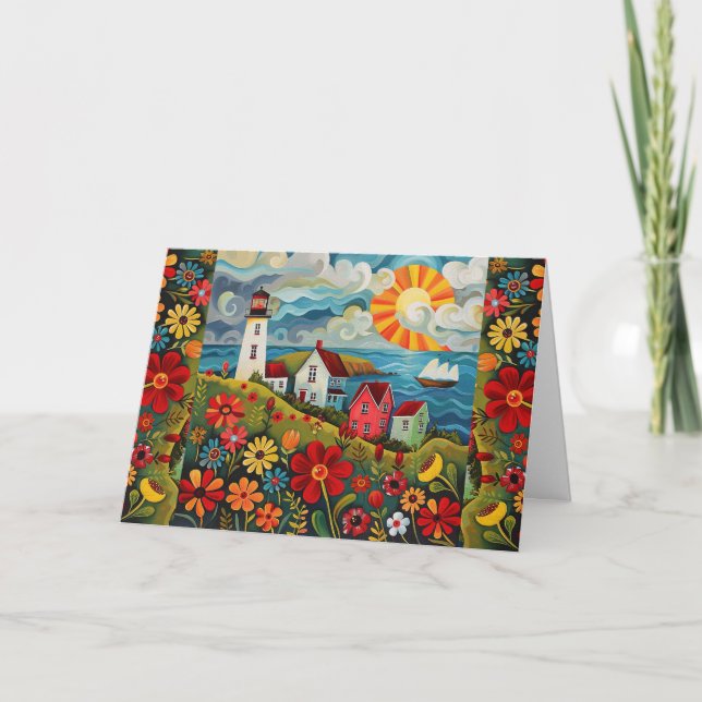 Festiva Tarjeta blanca de la casa floral de la acuarela or (Anverso)