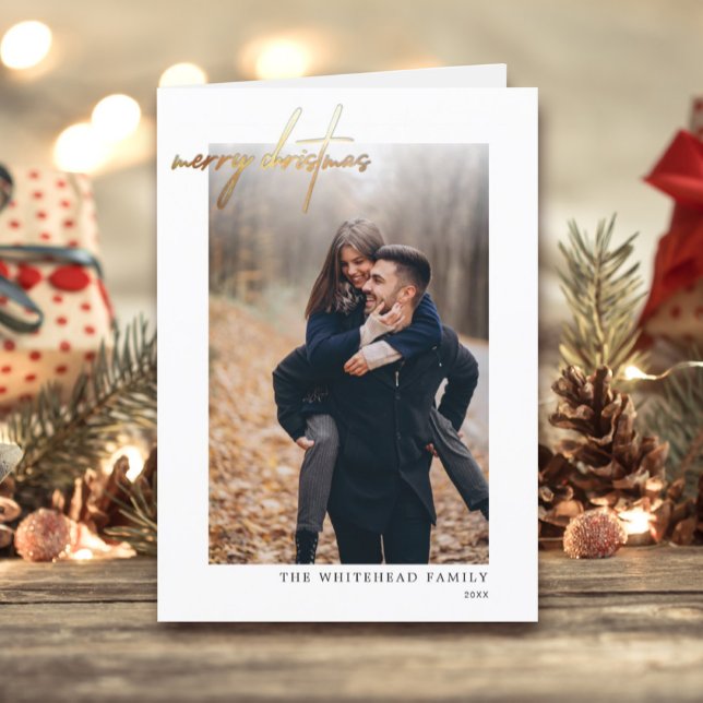 Festiva Tarjeta blanca de oro navideña moderna (Subido por el creador)