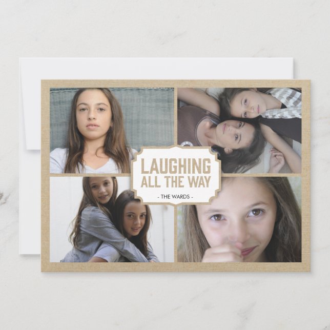 Festiva Tarjeta blanca rústica de la foto del día de (Anverso)