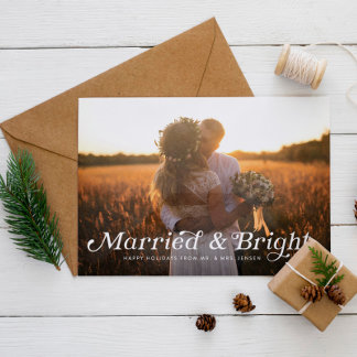 Festiva Tarjeta Boda de vacaciones casada y brillante