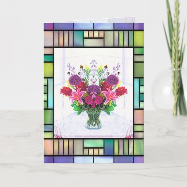 Festiva Tarjeta Bouquet de vidrio templado (Anverso)
