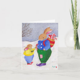 Festiva Tarjeta Bunnies de navidades