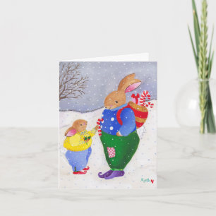 Festiva Tarjeta Bunnies de navidades