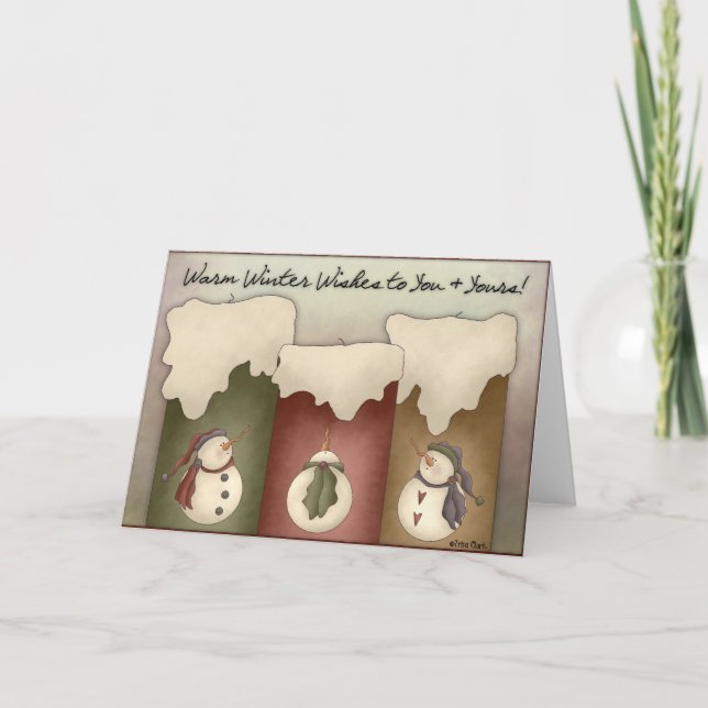 Festiva Tarjeta Candle Blank de Deseos de Invierno Cálidos (Anverso)