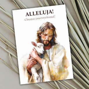 Festiva Tarjeta católica de Pascua polaca de Jesucristo