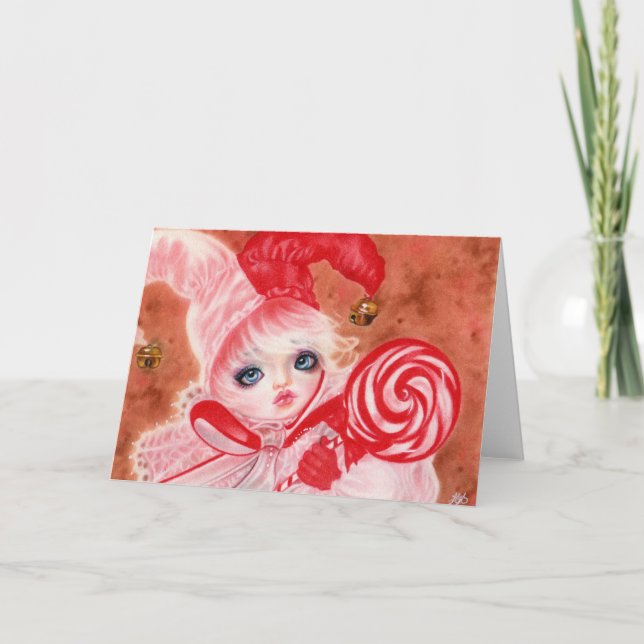 Festiva Tarjeta chica de Sweet Candy court jester Lollipop (Anverso)